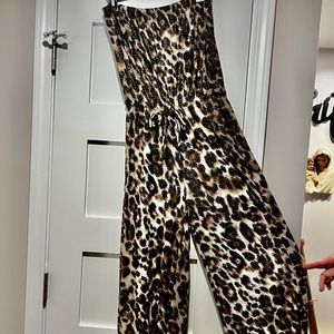 Full Length Strapless Cheetah Jumpsuit